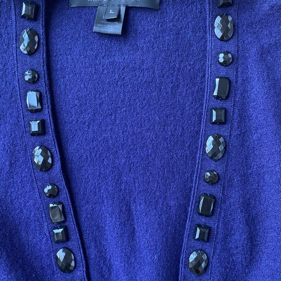 Marc Jacobs Purple Bolero Wool Cardigan with Black Jewels, Size L, Cropped - Picture 2 of 6